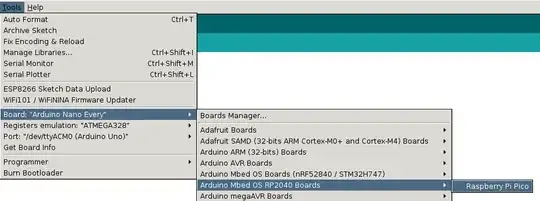 Shows Menu with board selected.