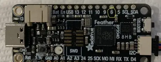 feather with pin "6" circled