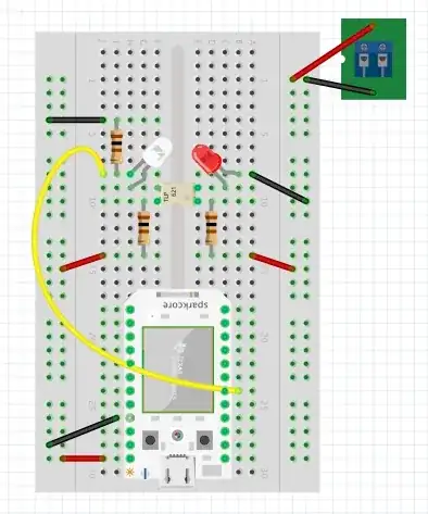 The microcontroller is a spark/particle core. It the yellow wire connects to the analog/digital pin A6. The screw terminals connect to the wire with the 5v current that I'm trying to detect.