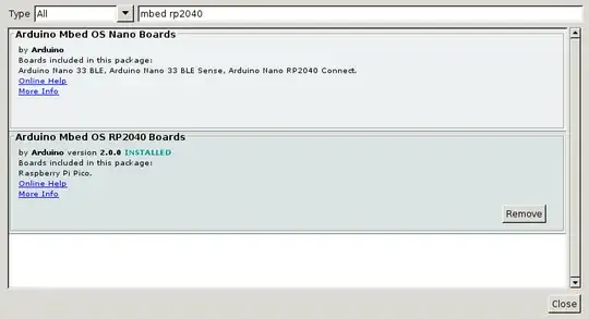 Boards manager dialog shown with search terms "mbed rp2020"