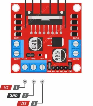Power wiring diagram of the L298N