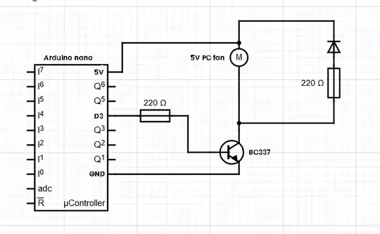 Circuit of the fan connected to arduino. Fogger was hooked up the same way