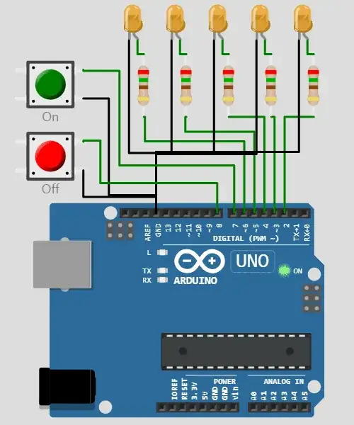 Click to simulate lightshow in Wokwi simulator