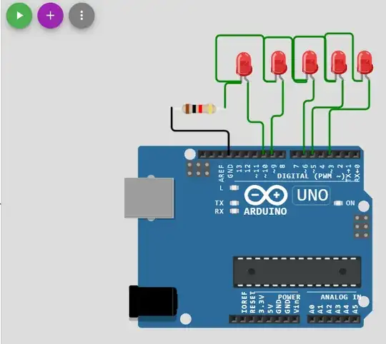 leds connected to the first 5 pwm pins 3-10