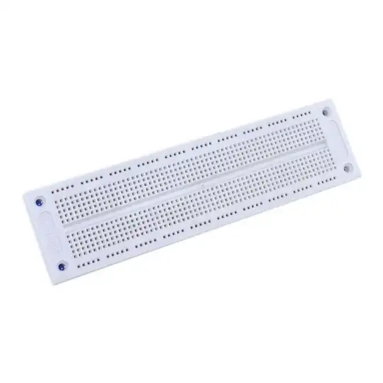 breadboard with single power rail per side