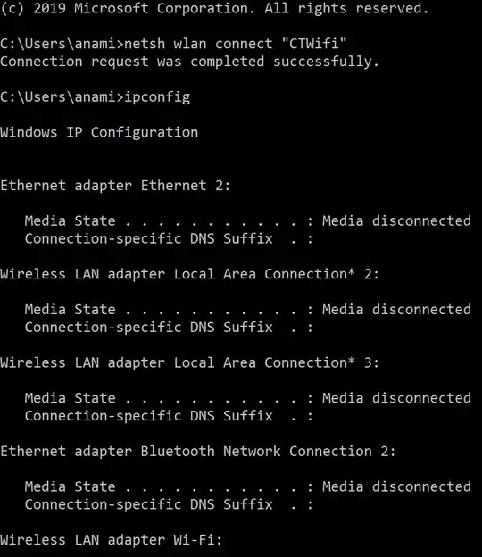 no IP address when connected to ad-hoc network