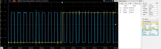 O-scope readings at PWM set to 50% duty and 1000 Hz.