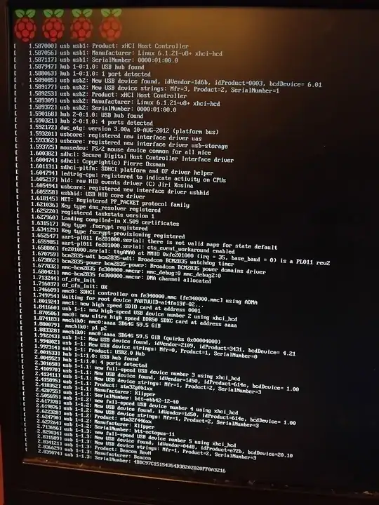 screenshot of failed boot