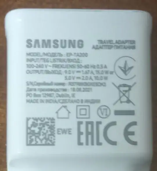 Charger ratings panel