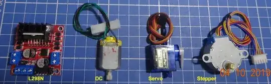 L298N driving DC, stepping, and servo motors.