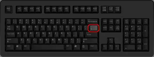 keyboard with backslash between Enter and Backspace