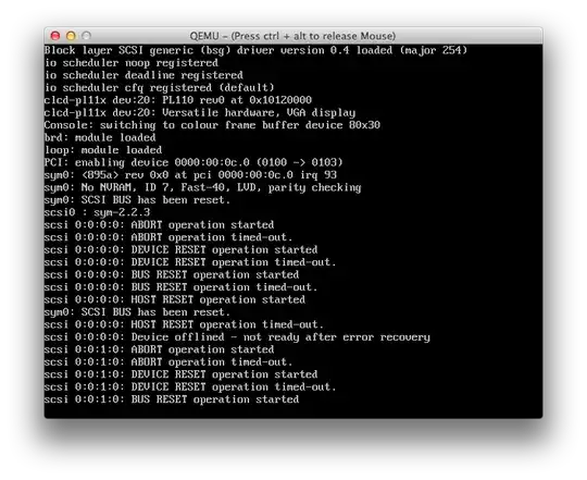 Screenshot of QEMU window first run #1