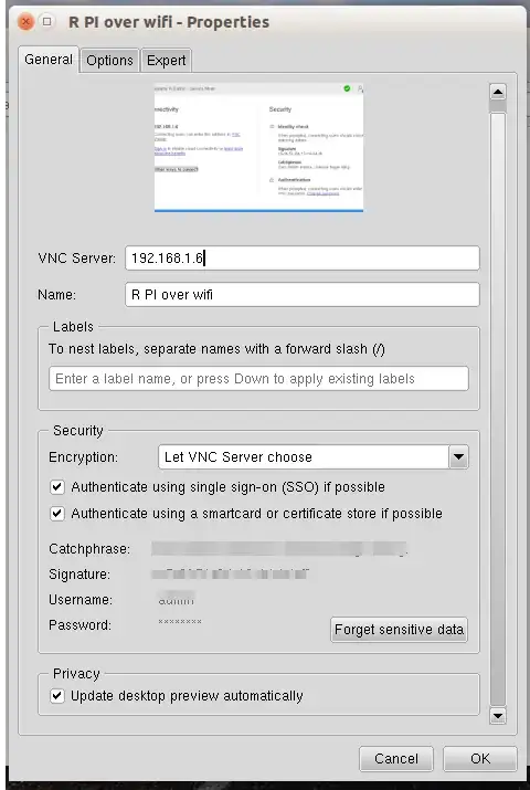 settings of VNC viewer on Ubuntu 14.04