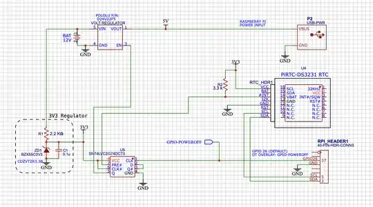 Schematic showing RTC used for RPi Power Control