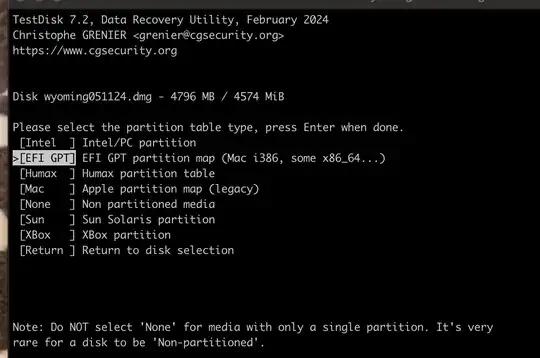 Main Screen of TestDisk