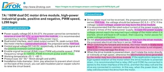 Drok L298N driver precautions