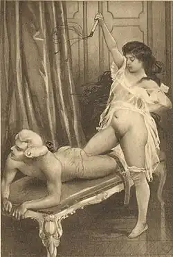 Illustration X: Fanny whips Mr. Barville, Édouard-Henri Avril, 1907