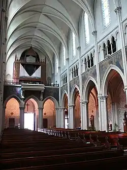 The nave and the organ in the tribune