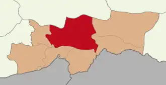 Map showing Şırnak District in Şırnak Province