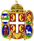 Coat of arms of Serbian Vojvodina, from the flag of the Zemun National Guard (1848–1849)