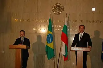 Foreign Minister Antonio Patriota and Foreign Minister Nickolay Mladenov in Sofia; 2011.