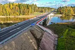 A bridge over Tikhaya River [ru] in Priozersky District in Leningrad Oblast.[4]