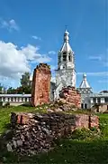 The ruins of church of the Nativity in summer