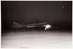 A destroyed Sud Aviation Caravelle after the raid