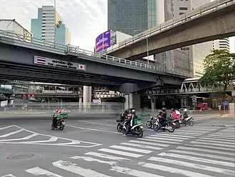 Sala Daeng junction with the viaduct of Silom Line and Thai-Japanese bridge.
