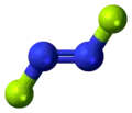 trans-dinitrogen difluoride ball-and-stick model