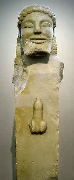 An unusually well-preserved Greek herm (c. 520 BC), used as a boundary marker and to ward off evil
