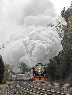 No. 4449 pulling an excursion along the Kootenai River west of Troy, Montana, in 2009