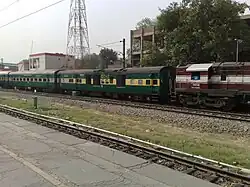 12215 Delhi Sarai Rohilla–Bandra Terminus Garib Rath Express at platform 1 of Delhi Sarai Rohilla railway station