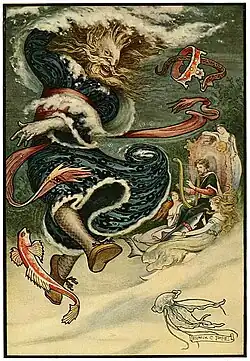 Sea Tsar. Illustration from "The Russian Story Book" by Richard Wilson, illustrated by Frank C. Papé, 1916