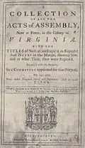 1733 Acts of Assembly for the Colony of Virginia