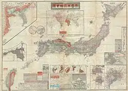 Image 11A map of the Empire of Japan including Taiwan ("barbarian land" in red) in 1895 (from History of Taiwan)