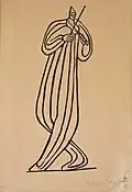 1935, Clown with Violin. Woodcut, 44.5x30.5 cm
