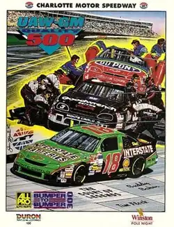 The 1995 UAW-GM Quality 500 program cover, with artwork by NASCAR artist Sam Bass.