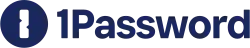 1Password official wordmark, with a representation of a tumbler-style lock cylinder