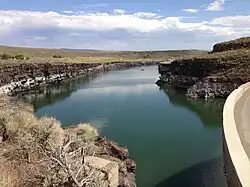 View south up the Salmon Falls Creek Reservoir from the east end of the Salmon Falls Creek Dam