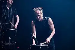 Bill Leeb and Jeremy Inkel performing with Front Line Assembly in 2016.