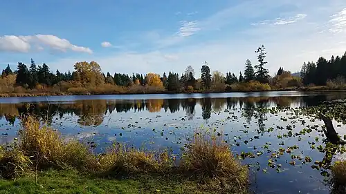 Larsen Lake, near the Kelsey Creek source and a part of the Kelsey Creek drainage basin