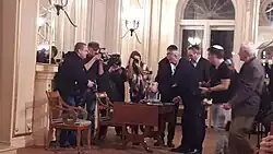 Hanukkah candles-lighting ceremony in Izrael Poznański Palace by Rabbi Dawid Szychowski