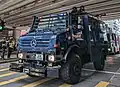 Unimog armoured riot vehicle.