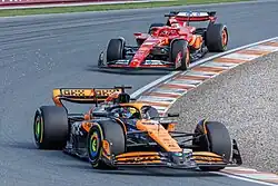 Piastri leads Charles Leclerc at the 2024 Dutch Grand Prix