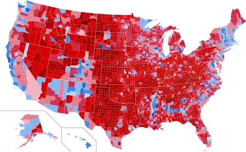 Results by county, shaded by winner's vote share.[j]