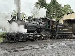 No. 40 at New Hope station maintenance shed in May 2025