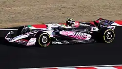 Oliver Bearman driving the 2025 Japanese Grand Prix special livery Haas VF-25
