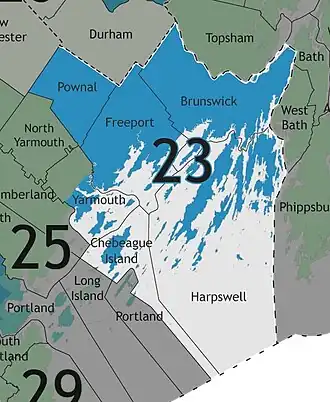 Map of Maine's 23rd State Senate district