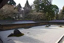 Part of the garden at Ryōan-ji (late 15th century), the most abstract of all Japanese Zen gardens